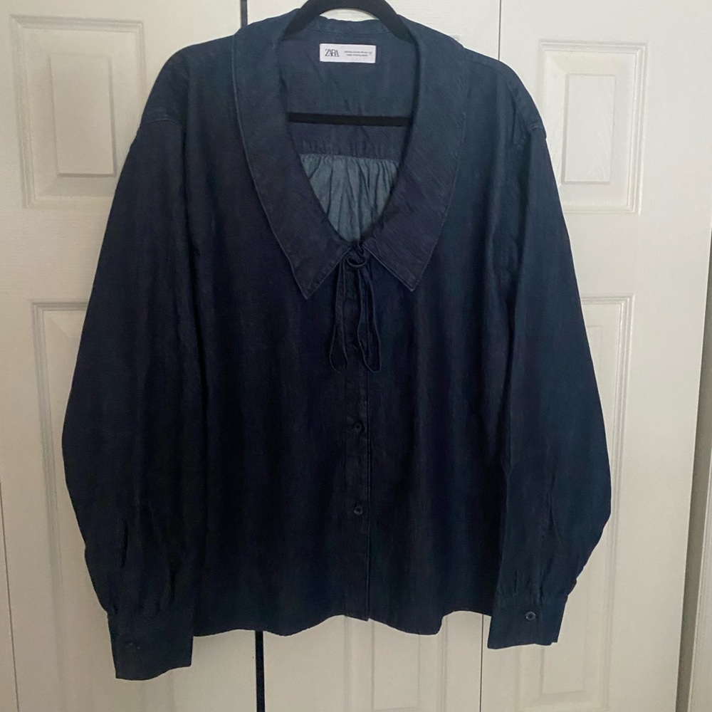 Zara Dark Blue Casual Button Down Shirt